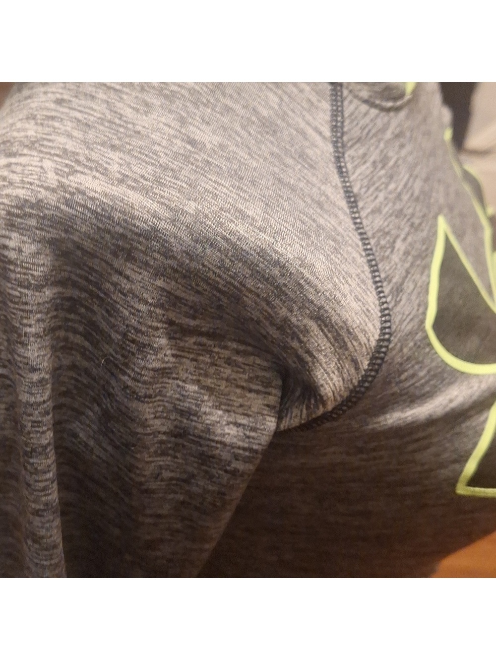Under Armour Gray Heather Hoodie with Neon Yellow Logo - Picture 5 of 8